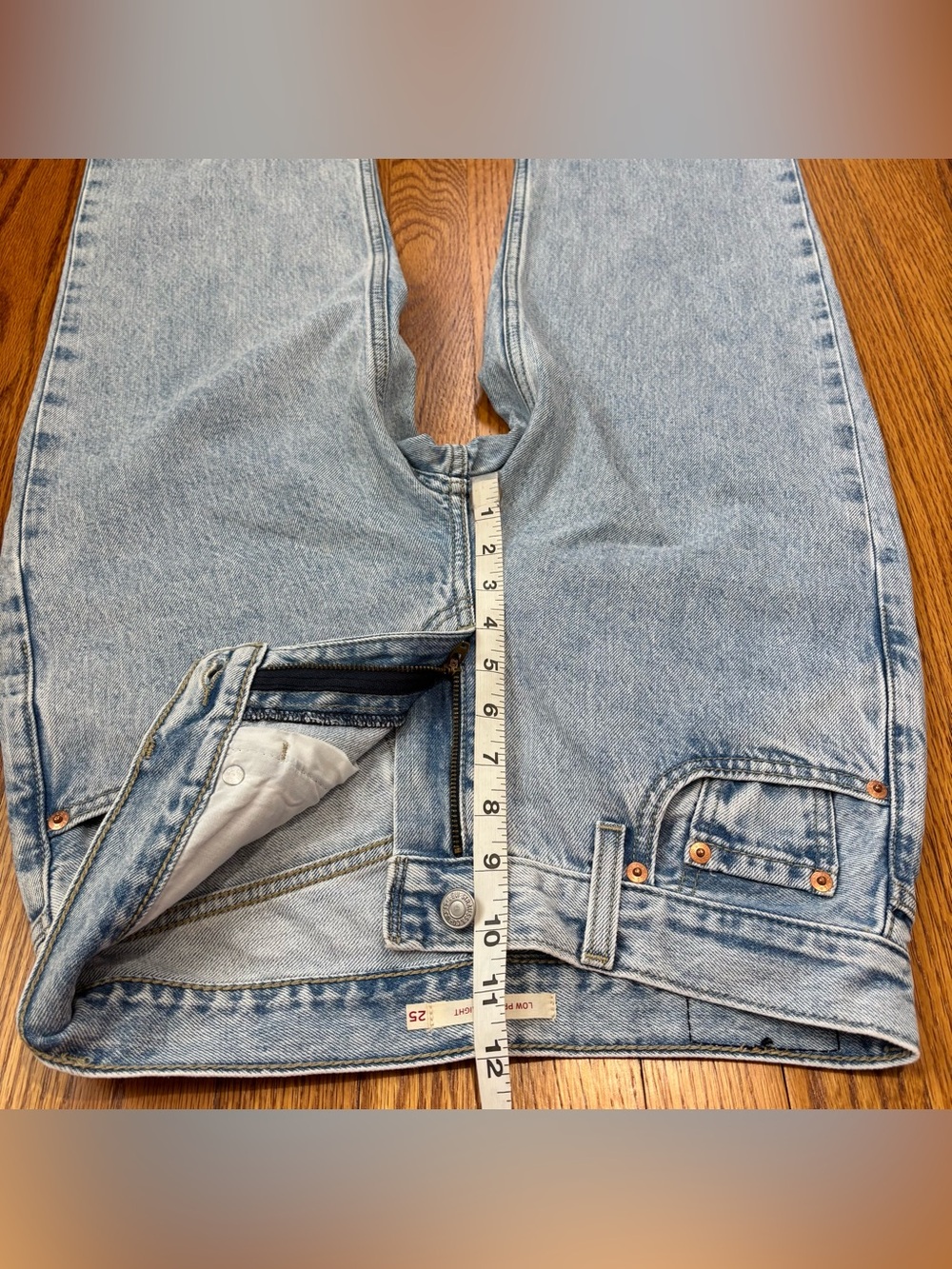 Levi’s Low Pro Straight High Rise Light Wash Cotton Relaxed Preppy Slouchy Jeans - Picture 12 of 16